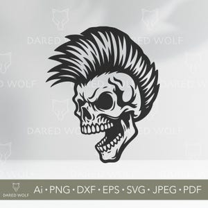 Punk Skull Vector Art | Rockabilly SVG for Cricut and Silhouette | Screaming Skull Svg | Edgy Punk Design for Tattoo and Vinyl Crafts