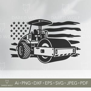 Vectorkunst op wegwals | Amerikaanse vlag SVG voor Cricut en Silhouette | Digitaal bestand bouwvakker | Patriottisch asfaltontwerp voor vinyl