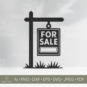 For Sale Sign SVG Cut File | Real Estate Yard Sign Vector for Cricut & Silhouette | Property Marketing Clipart | Digital for Vinyl, Laser
