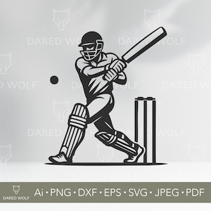 Cricket Player SVG: Batsman Silhouette - Sports Clipart (Digital Download)