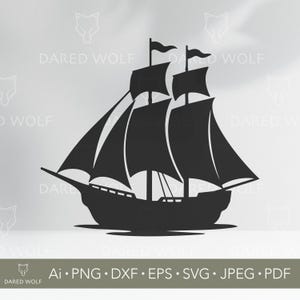 Illustrazione vettoriale di una nave a vela / SVG nautico per Cricut e Silhouette / File digitale di una barca d'epoca / Design marittimo per il taglio di vinile