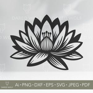 Ninfea vettoriale / SVG floreale per Cricut e Silhouette / File digitale di loto / Design della natura zen per vinile e artigianato consapevole