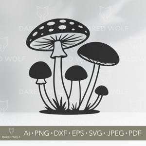 Forêt De Champignons Clipart vectoriel | Boho champignons SVG pour Cricut et Silhouette | Fichier numérique Cottagecore pour créations artisanales de découpe de vinyle Nature