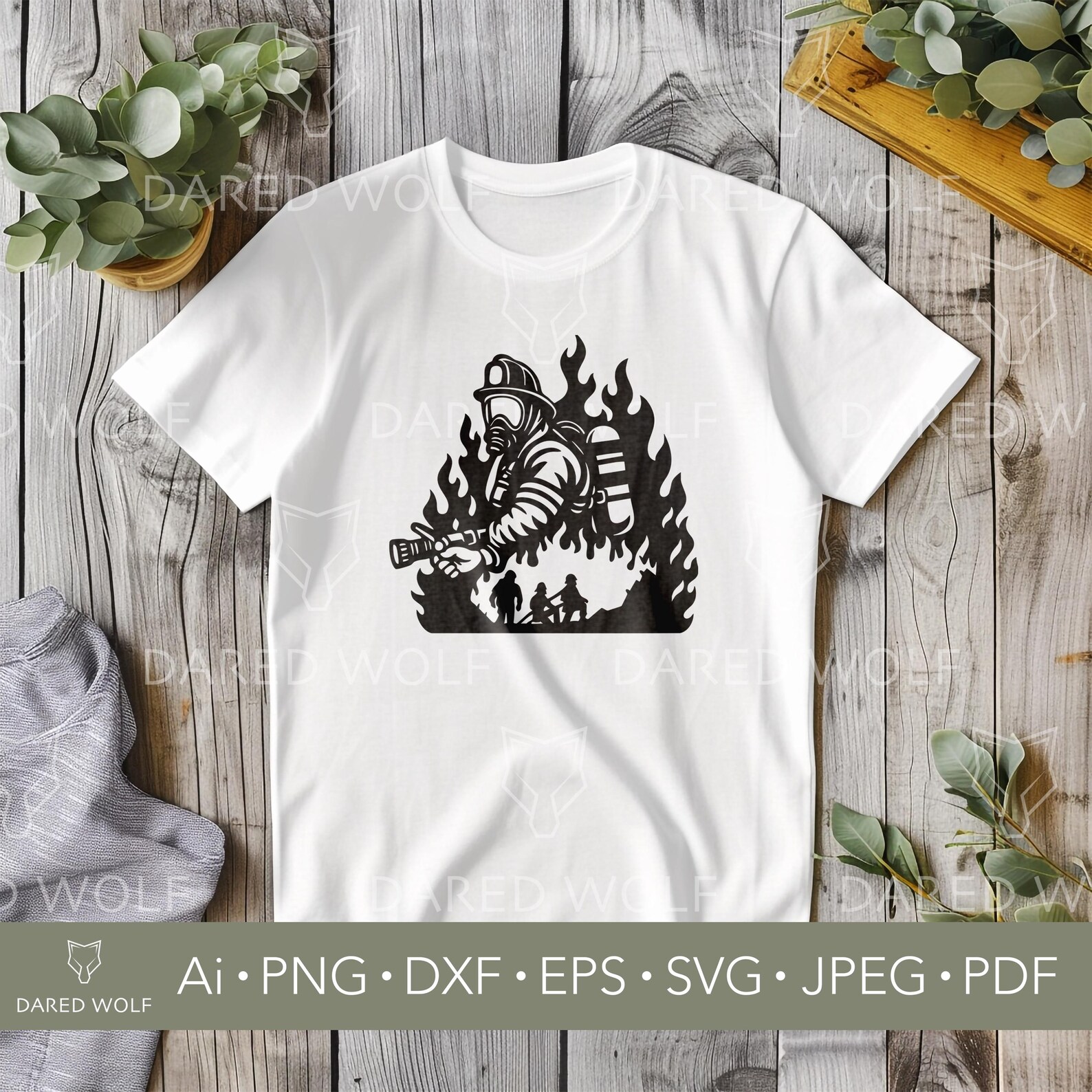 Firefighter Hero SVG: Flames & Hose, First Responder Design (digital ...