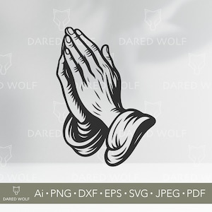 Praying Hands SVG: Religious Vector Art, Cricut, Silhouette (Digital File Bundle)