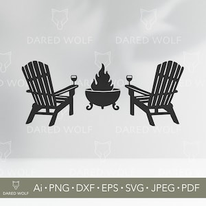 Chaises Adirondack Clipart vectoriel | SVG de feu de camp pour Cricut et Silhouette | Conception de vin de patio | Fichier numérique Summer Relax