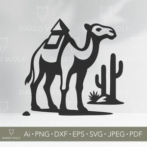 Camel Desert Scene Vector: Arabian Animal SVG Clipart