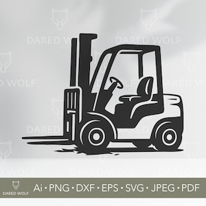 Vorkheftruck SVG-vectorontwerp | Industriële clipart voor Cricut & Silhouette | Digitaal gesneden voertuigmagazijnbestand | Downloaden voor bouwambachten