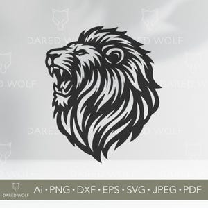 Lion Head Vector Art | Roaring Lion SVG for Cricut and Silhouette | King of Jungle Digital File | Bold Animal Design for Vinyl Cutting