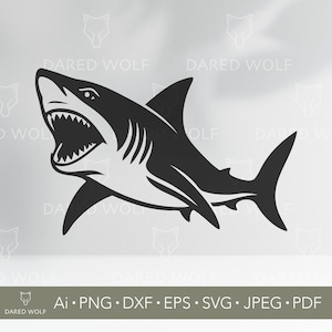 Aggressive Shark SVG | Ocean Predator Vector Art for Cricut & Laser Cutting | Sea Life Digital Design for Silhouette Vinyl Crafts