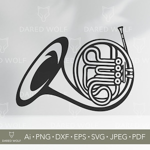 French Horn SVG Design: Orchestra Brass Clipart (Digital Download)