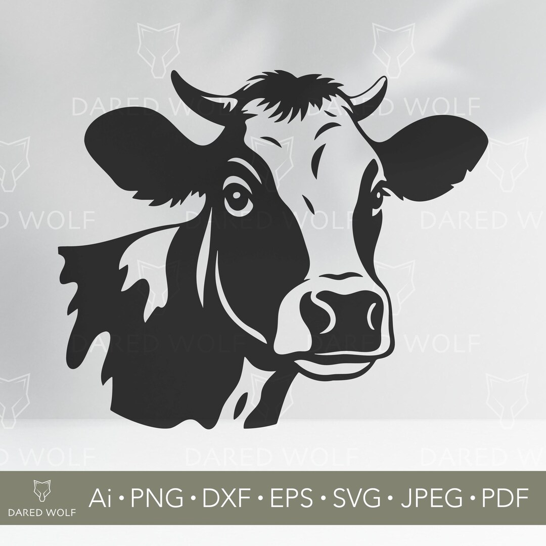 Cow Head Silhouette Vector: Farmhouse Clipart for Cricut (digital Download  - Etsy, image size:1080x1080