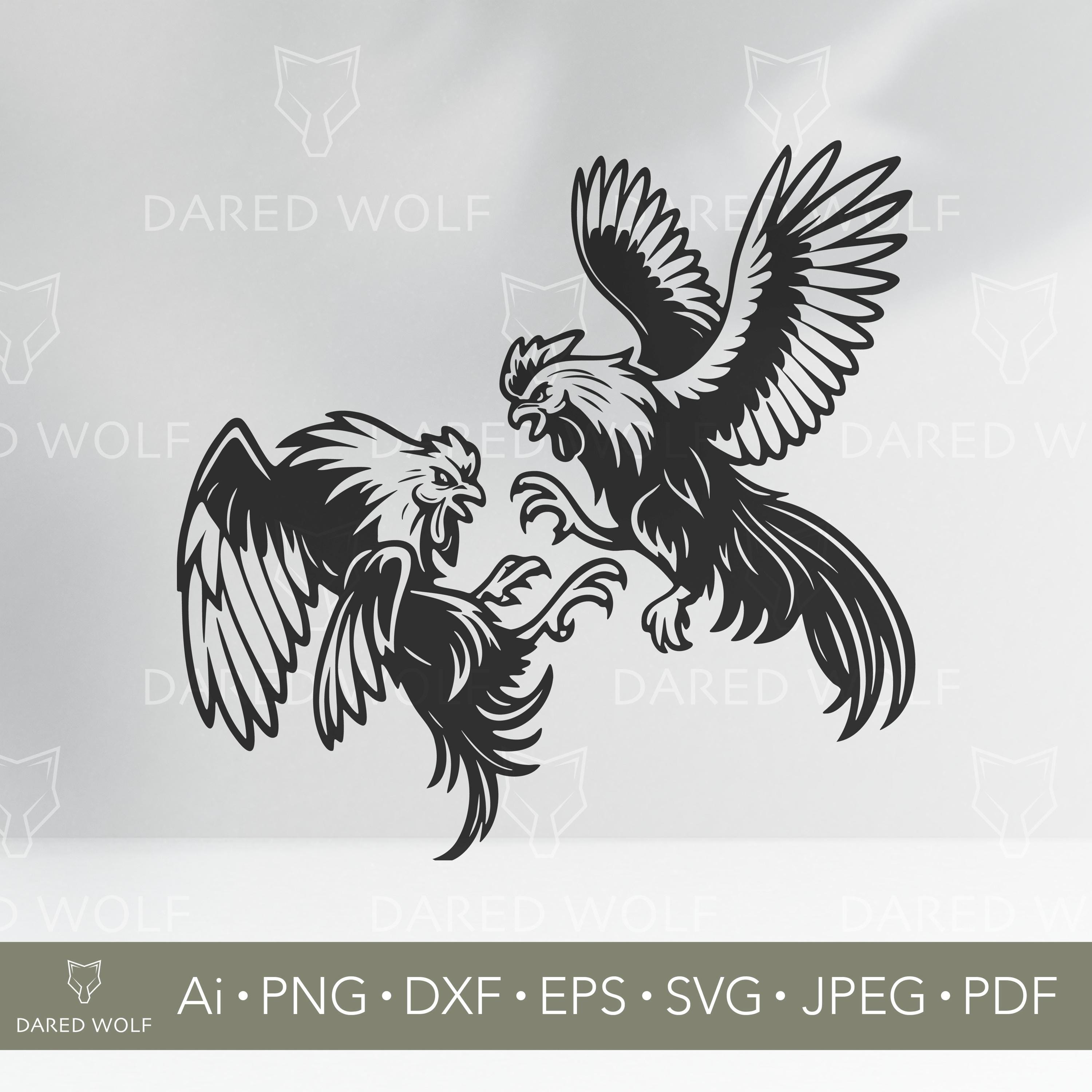 闘鶏のベクターアート：闘鶏SVG、クリカット＆シルエット（デジタルファイル） - Etsy 日本, image size:3000x3000