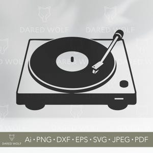 SVG-ontwerp platenspeler | Retro vinyl platenspeler clipart voor Cricut & Silhouette | Digitaal bestand voor muziekliefhebbers voor lasersnijden en knutselen