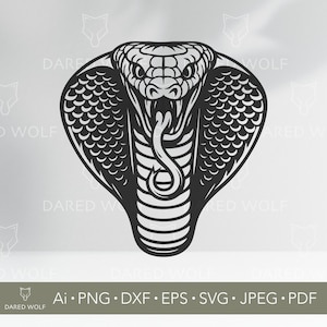 Cobra Snake Vector Art | Aggressive Snake SVG for Cricut and Silhouette | Tattoo Style Digital File | Venomous Design for Vinyl Cutting