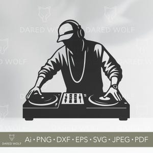 DJ Disc jockey Clipart vectoriel | DJ Disc Jockey SVG pour Cricut et Silhouette | Fichier numérique d'événement musical | Design DJ pour projets de vinyles et de chemises