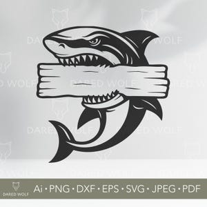 Hai Vektor Art SVG | Aggressive Tattoo Style Silhouette für Cricut und Silhouette | Ozean Tier Digitale Datei Design