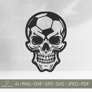 Soccer Skull SVG: Football Tattoo Clipart for Cricut, Silhouette (Digital Download)