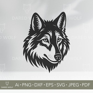 Wolf Head Vector Art | Tribal Wolf SVG for Cricut and Silhouette | Wild Animal Digital File for Shirts, Tattoos and Vinyl Cutting