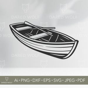 Vintage Rowboat SVG: Nautical Canoe Vector Clipart for Cricut