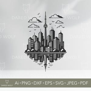 Toronto Skyline SVG | Canada Cityscape Vector for Cricut and Silhouette | CN Tower Landmark Svg | Urban Digital Cut File for Laser and Vinyl