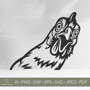 Coq Clipart vectoriel | Poulet drôle SVG pour Cricut et Silhouette | Fichier numérique d'animaux de la ferme pour les décalcomanies et les créations manuelles