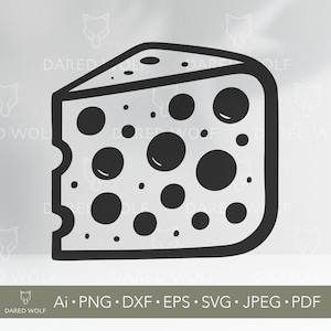 Swiss Cheese Slice SVG | Cartoon Cheese Vector Art for Cricut and Laser Cutting | Fun Food Clipart for Vinyl and Craft Projects