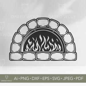Forno in pietra con fuoco SVG / Design vettoriale di panetteria rustica per Cricut e Silhouette / Forno per pizza a legna SVG / Logo di cottura SVG / Download digitale