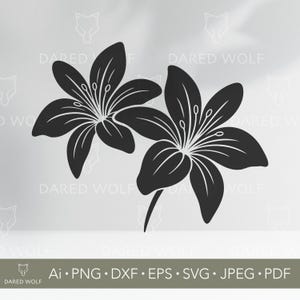 Flor de Lírio SVG | Vetor Floral Elegante para Cricut e Silhouette | Svg Botânico | Design de Flor de Lírio para Recorte em Vinil e Tatuagens