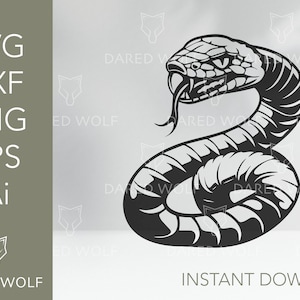 Vector gesneden slangbestand | Clipart slangcobra | Slangenschedel Svg | Slang PNG Eps Dxf Ai snijden bestand Clipart Vector digitaal