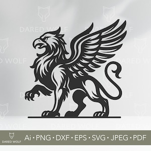 Grifone SVG / Creatura mitologica vettoriale per Cricut e Silhouette / Bestia alata araldica Clipart / File digitale tagliato al laser fantasy