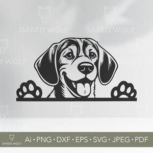 Beagle Dog SVG | Peeking Puppy Vector for Cricut and Silhouette | Smiling Pet Clipart | Digital File for Decals, Shirts, and Dog Lover Gifts