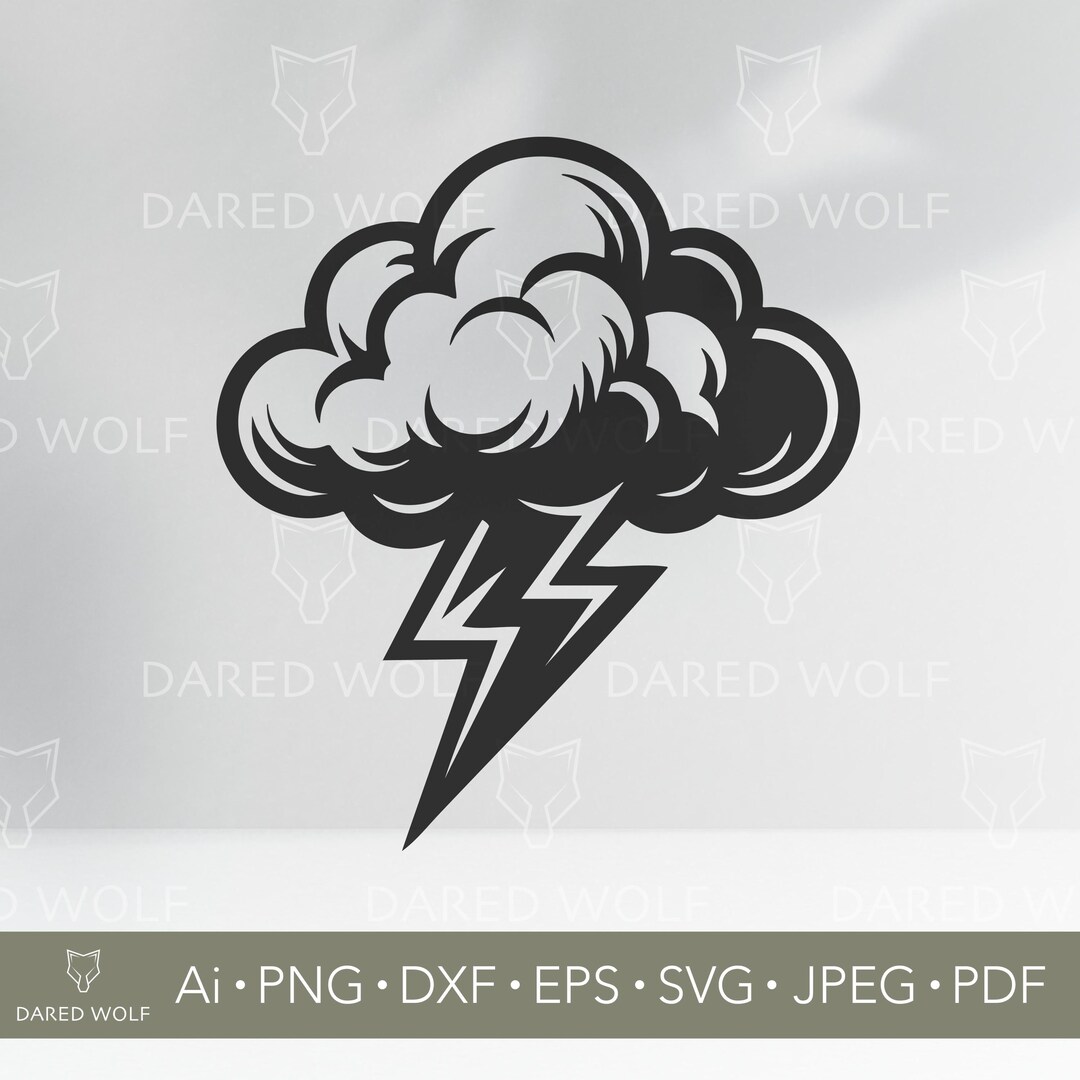 Lightning Bolt SVG - Storm Cloud Clipart - Bold Weather Icon for Cricut ...