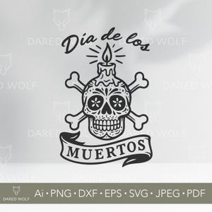 Dia de los Muertos Schädel-Vektorgrafik | Zuckerschädel SVG für Cricut und Silhouette | Tag der Toten Digitale Datei | Halloween Vinyl Design