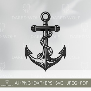 Anker SVG Design | Nautische Seil Anker Vektor für Cricut und Silhouette | Marine Tattoo Digitale Datei | Klassische Marine Schneidekunst