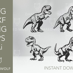 File di taglio vettoriale dinosauro T-Rex / Tyrannosaurus Rex Clipart / T-Rex Svg / Dino PNG Eps Svg Dxf Ai Taglio File Clipart Vector Digital Laser