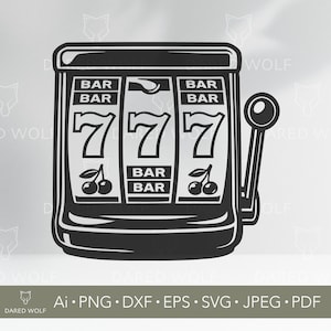 Slot Machine 777 Vector Art | Casino Game SVG for Cricut and Silhouette | Lucky Jackpot Svg | Vegas Design for Vinyl Cutting Projects
