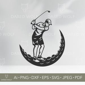 Golf Spieler SVG | Sportliche Illustrationen für Cricut und Silhouette | Golfer Silhouette Digitale Datei für Vatertag oder Team Vinyl Schneiden