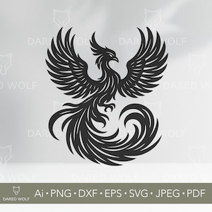 Phénix Clipart vectoriel | Rising Phoenix SVG pour Cricut et Silhouette | Fichier numérique Renaissance | Conception d'oiseau de feu pour une découpe de vinyle inspirante