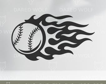 Flaming Baseball Vector - Sports Clipart - Fastball Silhouette - Digital Design for Cricut & Game Day Crafts