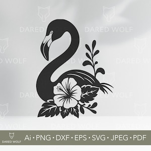 Tropical Flamingo SVG: Hibiscus Flower Vector (Digital File)