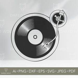 DJ Plattenspieler SVG | Schallplattenspieler Silhouette für Cricut Silhouette | Retro Musik Digitale Vektor-Datei für Party Crafts & Decor