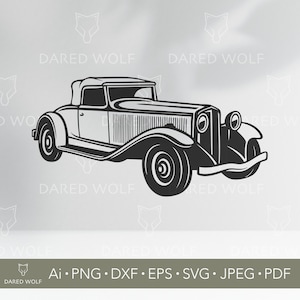 Vecteur SVG de voitures anciennes | Clipart auto rétro classique pour Cricut et Silhouette | Fichier numérique d'art mural de garage | Conception de découpe de vinyle Oldtimer