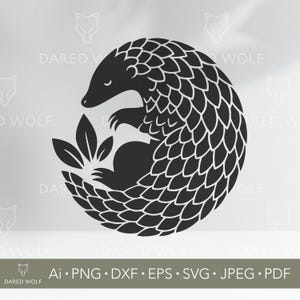 File di taglio SVG di pangolino rannicchiato / Vettore di animali selvatici per Cricut e Silhouette / Mammifero in scala SVG / File digitale per artigianato laser in vinile