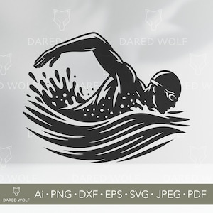 Swimmer Vector Art | Swimming SVG Design for Cricut and Silhouette | Sport Digital File | Male Athlete Graphic for Vinyl Cutting Projects