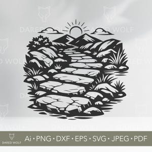 Stone Path SVG Clipart - Mountain Trail Silhouette - Rustic Landscape Design for Cricut & Laser Cutting