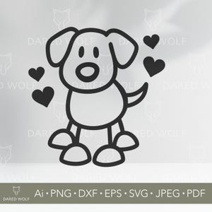 Cartoon Dog SVG | Cute Puppy Outline for Cricut and Silhouette | Dog Lover Digital File | Kids Animal Design for Vinyl Cutting Projects