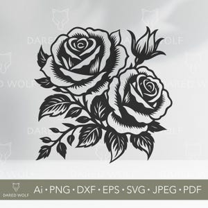 Rose Flower Vector Art: Tattoo Style Floral SVG, Cricut & Silhouette