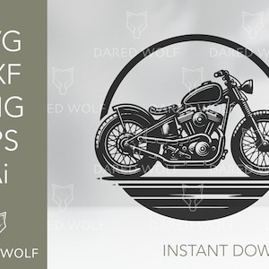 Moto rétro SVG | Conception de vecteur de vélo vintage | Art classique Cruiser pour Cricut et Silhouette | Projets de bricolage et idées de décoration personnalisées