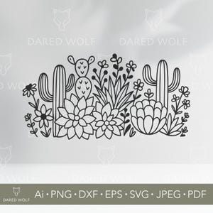 Cactus wilde bloem SVG | Sappige woestijn clipart voor Cricut en Silhouette | Boho bloemen digitaal bestand | Southwest-vinylontwerp voor doe-het-zelvers